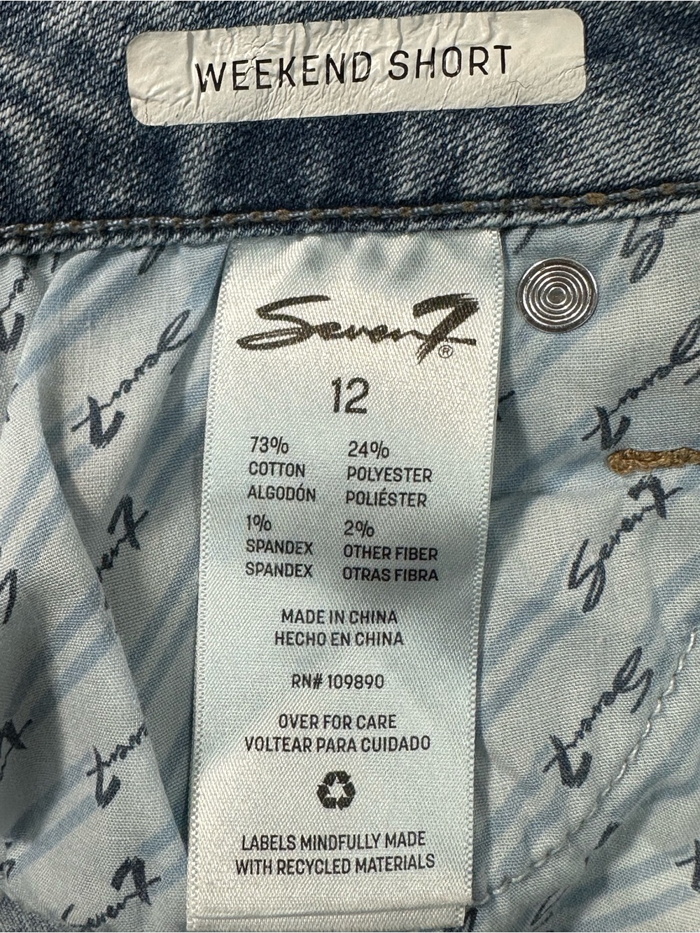 Seven7 Faded Light Blue Denim Frayed Hem Shorts - Picture 5 of 8